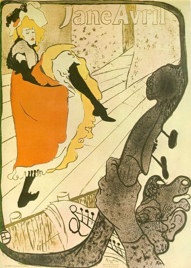 Jane Avril, poster, 1893, by Toulouse-Lautrec.