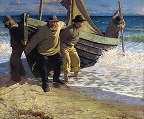 Oscar Björck - Båden sættes i søen. 1884 Skagens Museum